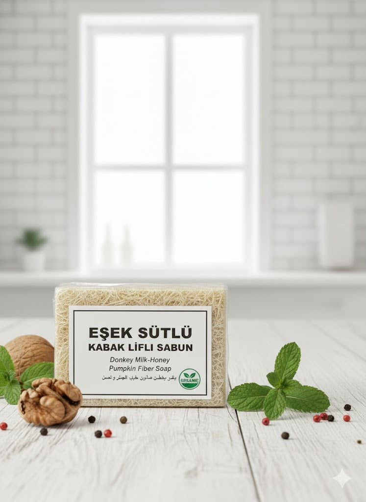 Eşek Sütlü Ballı Kabak Lifli Sabun