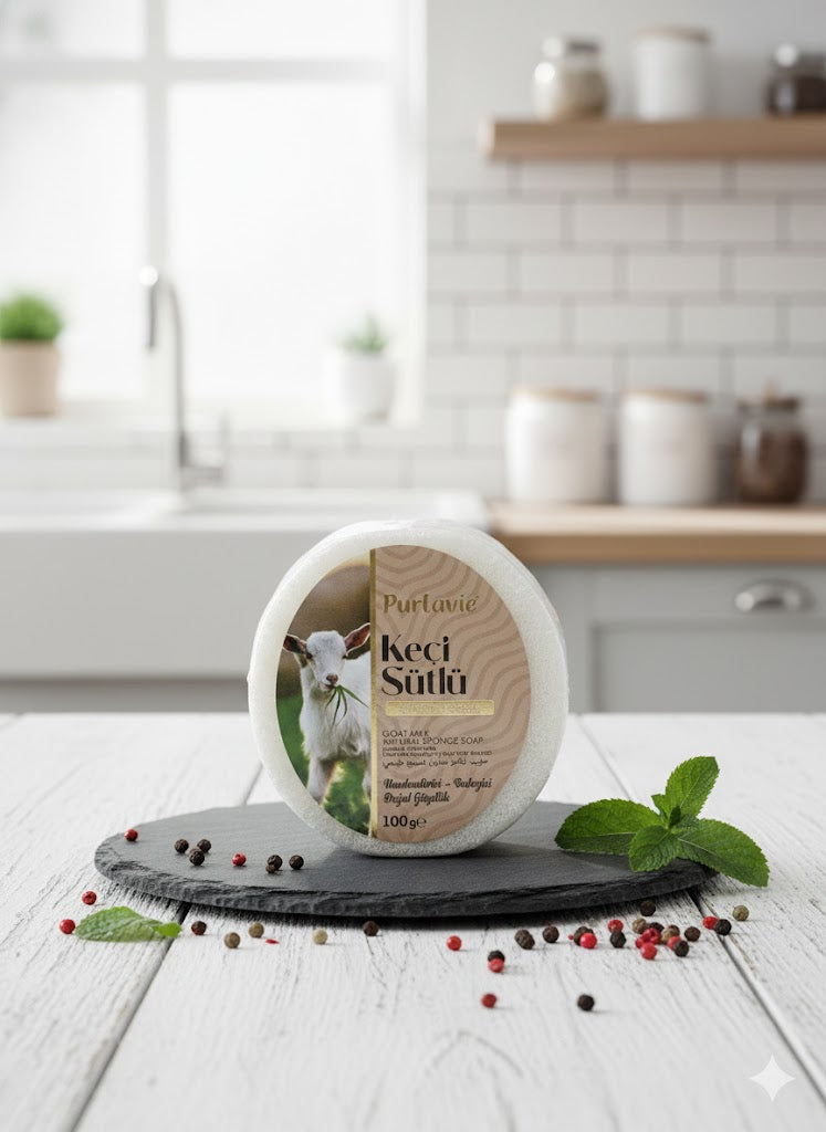 Purlavie Keçi Sütlü Süngerli Sabun