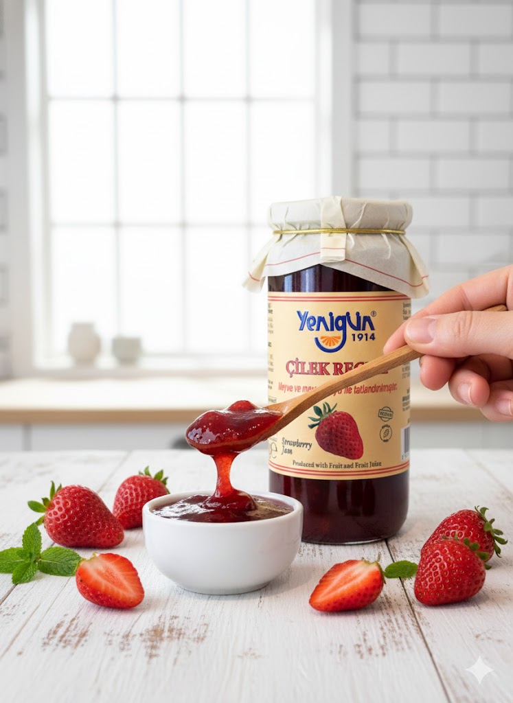 Şeker İlavesiz Çilek Reçeli - Yenigün (290gr)